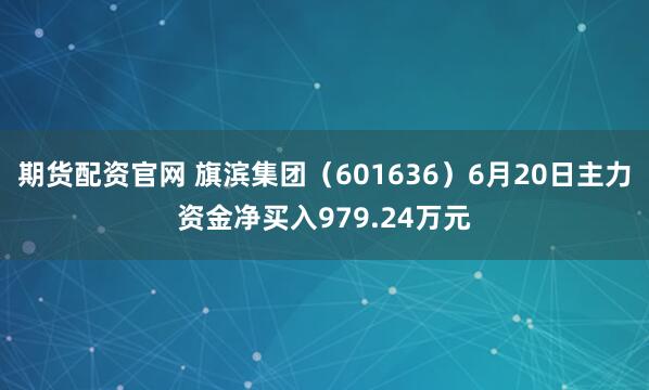 期货配资官网 旗滨集团（601636）6月20日主力资金净买入979.24万元