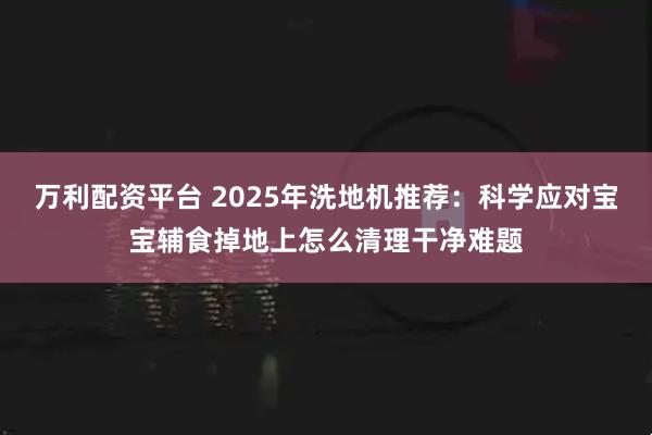 万利配资平台 2025年洗地机推荐：科学应对宝宝辅食掉地上怎么清理干净难题